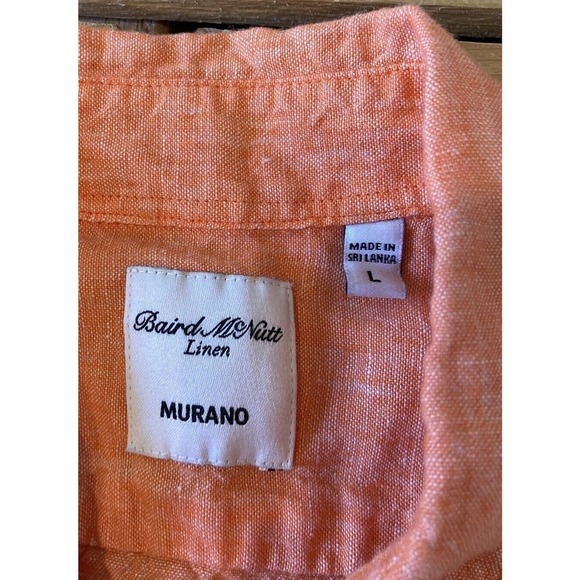 Baird Mcnutt Button Down Linen Shirt Size Large Men’s Orange - Picture 3 of 8